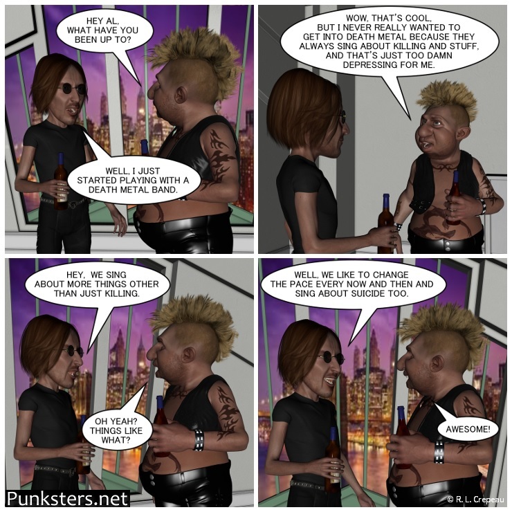 Punksters.net punk rock comic strip # 098 death metal