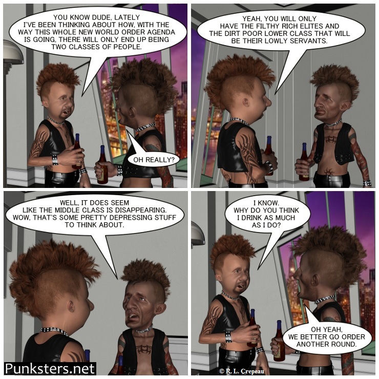 Punksters.net punk rock comic strip # 165 no middle class joke