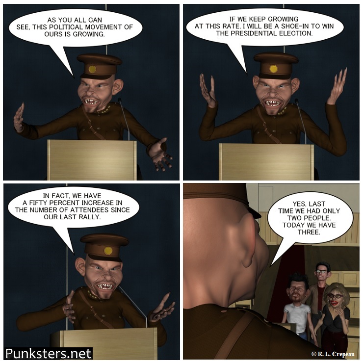Punksters.net punk rock comic strip # 170 small crowd political joke