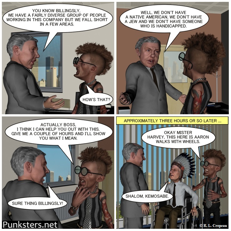 Punksters.net punk rock comic strip # 174diversity hire joke