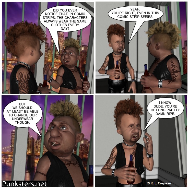 Punksters.net punk rock comic strip # 375 same clothes in comic strip