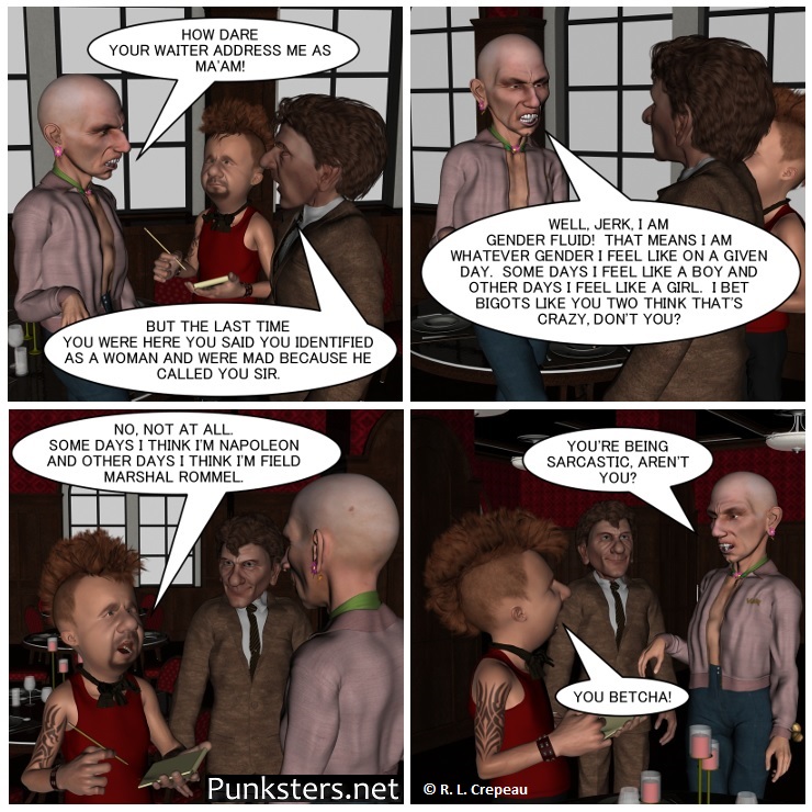 Punksters.net punk rock comic strip # 383 gender fluid comic strip