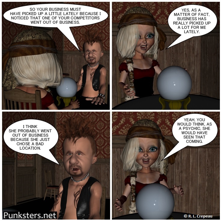Punksters.net punk rock comic strip # 387 bad psychic comic strip